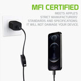 DAC8RBK - DCA8RBK - Cellet MFi Certified Retractable Lightning to USB-C Cable – 3ft Fast Charging Cord – Tangle-Free, Portable & Durable – Compatible with iPhone, iPad, and USB-C Chargers