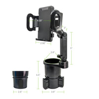 PH641 - Cup Holder With Phone Holder; Adjustable Base To Fit Most Cars