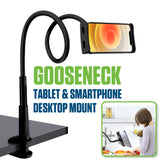 PHX200 - Cellet Flexible Gooseneck Tablet Holder & Smartphone Mount – 32-Inch Long Arm Desk Clamp Stand with 360° Rotation, Fits 4.5” to 8.5” Devices, Heavy-Duty Bedside & Kitchen Mount for iPad, iPhone, Black