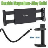 PHX200 - Cellet Flexible Gooseneck Tablet Holder & Smartphone Mount – 32-Inch Long Arm Desk Clamp Stand with 360° Rotation, Fits 4.5” to 8.5” Devices, Heavy-Duty Bedside & Kitchen Mount for iPad, iPhone, Black