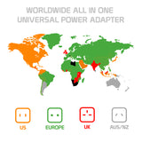 CNUNMC - Cellet International Travel Adapter, All-in-One Worldwide Power Adapter with USB-C & USB-A – Cellet Universal Plug for US/EU/UK/AU – Surge Protection, UL Certified, for Phones, Laptops, Tablets, Cameras