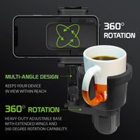 PH610 - Smartphone Cup Holder Mount, Built in Cup Holder and Gooseneck Phone Mount Compatible to iPhones, Galaxy Z Fold, Z Flip, Google Pixel, Moto