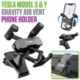 PH250 - Cellet Tesla Model 3 & Y Gravity Air Vent Phone Holder Mount – Hands-Free Car Phone Mount for iPhone, Samsung, Google Pixel – Auto-Locking Cradle, Anti-Slip Grip, Easy Install, Sleek Black Design