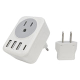 TC3A1CC - UL Certified Type C Outlet European Travel Plug Adapter with 3 USB-A & 1 USB-C Port