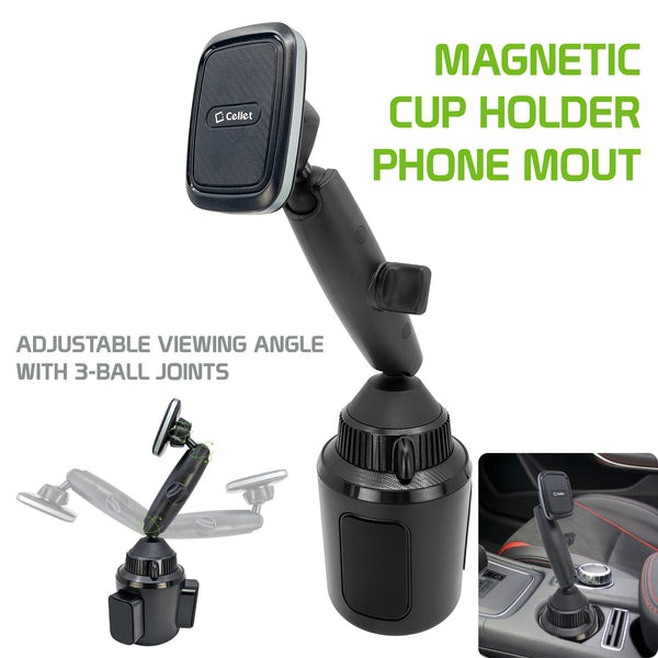 PH665  - Cellet Magnetic Smartphone Cup Holder Mount, Heavy-Duty Mount with Adjustable Arm, 360 Degree Rotation