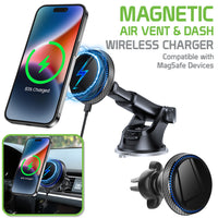 PHQ200 - 2-in-1 Magnetic Wireless Charging Air Vent and Dashboard Phone Holder Mount