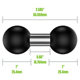 RA110 Cellet Ball Mounts 25mm (1-inch) to 25mm (1-inch) Composite Extension Ball Adapter for Industry Standard Dual Ball Socket mounting arms