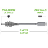 DASTRMINI2M - 2-Meter / 6.6-Feet Starlink Mini USB-C to DC Power Cable Cord 100W Input USB Type C to DC Cable, DC Power Cable Direct to USB-C for Starlink Mini Work with 100W+ PD Source Waterproof 18AWG