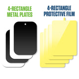 CLCMETALP4 - Heavy-Duty Magnetic Phone Mount Metal Plates 4 Pack - 2 Black & 2 White Adhesive Plates for Magnetic Car Mounts, Universal Thin Rectangular Metal Stickers with Protective Film for iPhone & Android