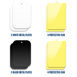 CLCMETALP4 - Heavy-Duty Magnetic Phone Mount Metal Plates 4 Pack - 2 Black & 2 White Adhesive Plates for Magnetic Car Mounts, Universal Thin Rectangular Metal Stickers with Protective Film for iPhone & Android