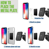 CLCMETALP4 - Heavy-Duty Magnetic Phone Mount Metal Plates 4 Pack - 2 Black & 2 White Adhesive Plates for Magnetic Car Mounts, Universal Thin Rectangular Metal Stickers with Protective Film for iPhone & Android