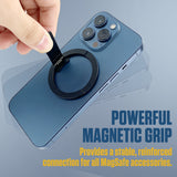 CLCMRINGA - Magnetic Phone Ring Holder for MagSafe, 360° Rotation Finger Grip & Adjustable Kickstand, Slim Zinc Alloy Cell Phone Stand Compatible with iPhone 17 16 15 14 13 12 Pro Max, Black