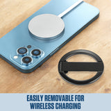 CLCMRINGA - Magnetic Phone Ring Holder for MagSafe, 360° Rotation Finger Grip & Adjustable Kickstand, Slim Zinc Alloy Cell Phone Stand Compatible with iPhone 17 16 15 14 13 12 Pro Max, Black