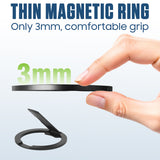 CLCMRINGA - Magnetic Phone Ring Holder for MagSafe, 360° Rotation Finger Grip & Adjustable Kickstand, Slim Zinc Alloy Cell Phone Stand Compatible with iPhone 17 16 15 14 13 12 Pro Max, Black