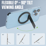 CLCMRINGA - Magnetic Phone Ring Holder for MagSafe, 360° Rotation Finger Grip & Adjustable Kickstand, Slim Zinc Alloy Cell Phone Stand Compatible with iPhone 17 16 15 14 13 12 Pro Max, Black