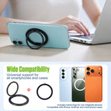 CLCMRINGB - Magnetic Phone Ring Holder for MagSafe, Ultra-Thin Zinc Alloy Kickstand, 360° Rotation Cell Phone Grip Compatible with iPhone 17 16 15 14 13 12 Pro Max & Android