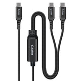 DCCC5FT - Cellet 100W USB C 2-in-1 Charging Cable, Dual USB C Splitter Fast Charger PD 100W 20V/5A, Charge 2 USB-C Devices Simultaneously, 480Mbps Data Transfer, Braided USB C Cable for MacBook, iPad, Galaxy