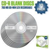Cellet CD-R 10-Pack – 700MB 80-Minute Blank Discs, 52X Speed for Data, Music, and Photo Recording