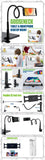 PHX200 - Cellet Flexible Gooseneck Tablet Holder & Smartphone Mount – 32-Inch Long Arm Desk Clamp Stand with 360° Rotation, Fits 4.5” to 8.5” Devices, Heavy-Duty Bedside & Kitchen Mount for iPad, iPhone, Black