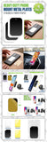 CLCMETALP4 - Heavy-Duty Magnetic Phone Mount Metal Plates 4 Pack - 2 Black & 2 White Adhesive Plates for Magnetic Car Mounts, Universal Thin Rectangular Metal Stickers with Protective Film for iPhone & Android