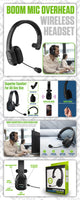 EBBOOMM100 - Cellet Overhead Boom Mic Wireless Headset with Noise Cancelling, Echo Reduction, USB-C Charging, 34H Talk Time, 30ft Range – Adjustable Headband, All-Day Comfort, Wired & Wireless Modes