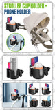 PH203CUPB - Universal Stroller Cup Holder with Phone Holder - 2-in-1 Stroller Organizer for Drinks & Smartphones - Non-Slip, 360° Rotatable Cup Holder for Strollers, Wheelchairs, Walkers, Bikes - Fits Most Phones