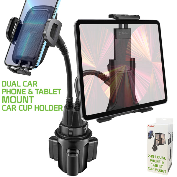 PH160  - Cup Holder Mount W/ 2 Cradles, 1 for Smartphone, and 1 for Tablet