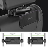 PH355BK - Universal Back Seat Headrest Tablet/Phone Mount Holder with Extendable Telescopic Arm and 360 Degree Rotation for Apple iPad, iPad Pro, iPad Mini, iPhones and Other Smartphones and Tablets (fits up to 8”) by Cellet - Black