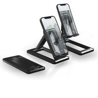 PH140BK - Adjustable Foldable Desktop Smartphone and Tablet Stand, Heavy Duty Adjustable Phone Stand with Non-Slip Rubberized Grips and Base Compatible to Smartphones, Tablets, and iPads - Black