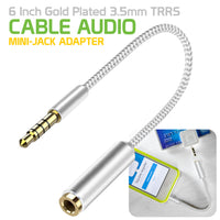 CNIPHONEWT - 6 Inch Gold Plated 3.5mm TRRS Male to Female Audio Adapter - White