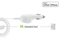 PIPHGW - Cellet MFi 5 Watt / 1 Amp Car Charger with Blue LED For Apple iPhone 4, 3GS, 3G, iPod Touch, & Nano