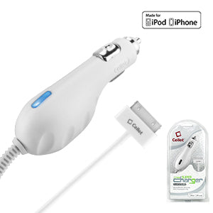 PIPHGW - Cellet MFi 5 Watt / 1 Amp Car Charger with Blue LED For Apple iPhone 4, 3GS, 3G, iPod Touch, & Nano