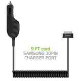 PSAMTABX - Samsung Car Charger, Samsung 30 Pin Car Charger with Coil Cable