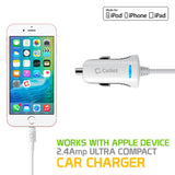 PAPP5GWB- MFI Certified Lightning Car Charger 2.4 Amp - 4Ft  -White