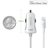 PAPP5GWB- MFI Certified Lightning Car Charger 2.4 Amp - 4Ft  -White