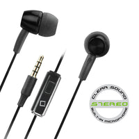 EP35PSTBK - Cellet In-Ear 3.5mm Wired Headphones, Hands-Free Stereo Earbuds with Microphone - Black