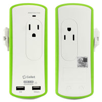 TP565 - Cellet Compact 2 Outlet Surge Protector + Dual optimized for iPhone USB Ports, 3.4Amp high power output Travel Charger (DOE6 and UL Certified)