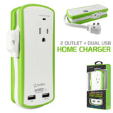 TP565 - Cellet Compact 2 Outlet Surge Protector + Dual optimized for iPhone USB Ports, 3.4Amp high power output Travel Charger (DOE6 and UL Certified)