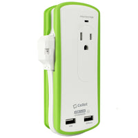 TP565 - Cellet Compact 2 Outlet Surge Protector + Dual optimized for iPhone USB Ports, 3.4Amp high power output Travel Charger (DOE6 and UL Certified)