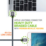 DAAPP5JBK - Cellet Apple Licensed 4 Ft, Lightning 8 Pin to USB Charging / Data Sync Cable - Black