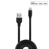 DAAPP5TFBK - Cellet 4 Ft. Anti-Tangle Lightning 8 Pin Flat Wire Charging Data Sync Cable (Apple MFI Certified) - Black