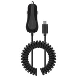 PMICUM21BK - Cellet High Powered 12 Watt (2.4 Amp) Micro USB Car Charger with Extra USB Port and Coiled cable - Black