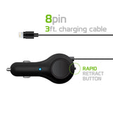 PAPP8R21 - Cellet 10 Watt (2.1 Amp) Lightning 8 Pin Retractable Car Charger for iPod, iPhone, iPad (Apple MFI Certified)