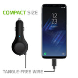 PMICROR21 - Cellet Compact 10 Watt / 2.1 Amp High Powered Micro USB Retractable Plug in Car Charger