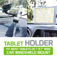 PHTABCN -Windshield Tablet Car Mount Holder with Large Suction Cup, Holds Tablets up to 9.7" Width