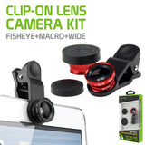 ACLENS3 - Universal 3-in-1 Fisheye / Wide Angle / Macro Clip-on Camera Lens Kit