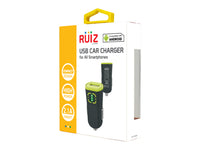 PUSBW21GR - RUIZ by Cellet Universal 2.1A (10W) USB Car Charger - Black/Green