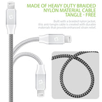 DA8T10BRSL - Cellet Lightning 8 Pin (Apple MFI Certified) 10 ft. (3m) Heavy Duty Nylon Braided USB Charging plus Data Sync Cable - Silver