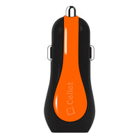 PUSBE21OR - Cellet Prism RapidCharge 12W 2.4A Dual USB Car Charger for Android and Apple Devices - Orange