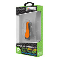 PUSBE21OR - Cellet Prism RapidCharge 12W 2.4A Dual USB Car Charger for Android and Apple Devices - Orange